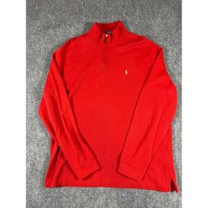 Polo Ralph Lauren Shirt Mens XL Red Estate Rib 1/4 Zip Pullover Long Sleeve‎